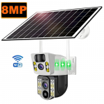 4K 8MP belaidė lauko Wi-Fi saulės kamera 4G SIM stebėjimo dvigubo ekrano vandeniui atspari IP vaizdo CCTV kameros su saulės energija