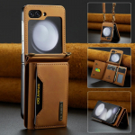 daugiafunkcis piniginės kortelės odinis dėklas, skirtas Samsung Z Flip 6 5 4 3 5G Crossbody Lanyard telefono krep&scaron;ys, skirtas Galaxy Z Flip6 Flip5 Flip4 for Samsung Z Flip 5 ruda