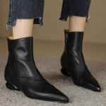 Madingi smailūs pir&scaron;tai, moteri&scaron;ki snieginiai batai, odiniai dizainerio stambūs batai, nauja madinga suknelė Goth Gladiator Femme Chaussures 35