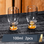 100ml Kristaliniai likerio stikliniai indai Rinkinys i&scaron; 2/4/6 vnt. Viskiui, degtinei, &scaron;otams, vyno stiklinės, auksinės stiklinės spiritiniams gėrimams, sake, soju, brendžiui, arbatos puodelis