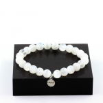 Pierres et Min&eacute;raux. Bracelet Perles Selenite du Maroc 8 mm. Qualit&eacute; 5A. Fabriqu&eacute; en France.