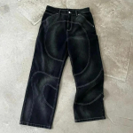 RogueWave Streetwear Vintažiniai Džinsai Vyrams Moterims Harajuku Padraskyti Džinsai Y2K Punk Lai&scaron;kų Grafikos Lopas Kelnės M