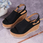 Vasaros sandalai moterims 2024 Apvalaus pir&scaron;to Madingi Laisvalaikio batai Storo pado Platforminiai Plei&scaron;tukai Su kulnu Patogūs Dideli dydžiai 43 Sandalijos 36