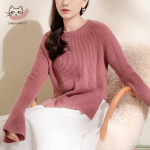 Women's Elegant Wool Blend Round Neck Sweater S