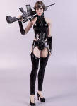 Mastelio figūrėlės priedai Seksuali žudikė Mergina Grožio mergina Strateginis kostiumas ir auk&scaron;takulniai Ne [TOYBARJAPAN] 1/6 / JO21X-19B Odos imitacija (Kūnas, Galva, Ginklas, black