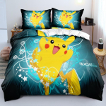 Mielas P-Pok&eacute;mon patalynės komplektas vaikams berniukams su animacinių filmukų spaudiniu ant antklodės užvalkalo, komplektai su užpildu, Pikachu užvalkalas, patalynės komplektas 180*220cm 3pcs