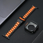 Prabangus titano dirželis Apple Watch Ultra 49mm Series 10 46mm Titano oranžinė apyrankė+dėklas Apple 9 8 7 6 5 SE Watch 45mm 44mm for iwatch 10 46mm&WITH BOX black
