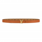 LOUIS VUITTON ICONIC monogramos lygus sagties dvipusis drobės odinis diržas su metalo apvadu moteri&scaron;ko stiliaus rudas/&scaron;viesiai rudas plotis 2 cm 80-Original Box ruda/&scaron;viesiai ruda spalva