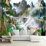Modernus Mi&scaron;ko Krioklio Peizažas Sieninis Paveikslas Saulėtekio Kalnas 3d Foto Tapetai Svetainės Miegamojo Studijos Dekoravimas Freska 200 cm(W) x 140 cm(H)