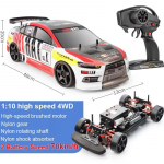 Nauja 1:10 dvigubų amortizatorių, 40 km/70 km/h greitaeigio &bdquo;Drift&ldquo; nuotolinio valdymo automobilio 2,4 G 4WD RC visureigė, Kalėdų dovana vaikams gimtadienio proga 1 battery raudona