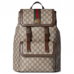 Gucci Ophidia GG Supreme drobės kuprinė su Web juosta ir atvartu bei auksiniu dvigubu G logotipu, unisex, prabangi, kasdieniam naudojimui Basic Set (Bag+Dust Bag)