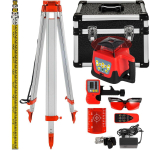 Raudonas rotacinis lazerinis nivelyras Savaime i&scaron;silyginantis Matavimo Automatinis Savaime i&scaron;silyginantis lazerinis nivelyras 360 laipsnių Rotacinis skenavimas 500m + Trikojis + 5m Matuoklis