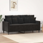 Vidaxl 2 vietų sofa, juoda, 140 cm, veliūru apmu&scaron;ta