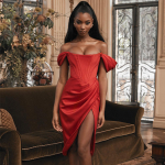 Didelio dydžio drapiruotos atlasinės korsetinės suknelės Bodycon Party Night Club Nepečių suknelė Eleganti&scaron;ka suknelė be nugaros gimtadienio proga S raudona