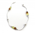 Les Tr&eacute;sors De Lily [N2502] - Bracelet Argent 'Inspiration' ambre cognac et miel (rhodi&eacute;) - 5 mm