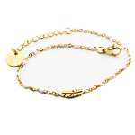 Les Tr&eacute;sors De Lily [R0258] - Dizainerinė plieno apyrankė 'Boho' baltojo aukso - 10x3 mm (plunksna) balta