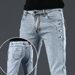 Vyri&scaron;ki Džinsai Kelnės Suvarstomos Džinsinės Kelnės Juodos Kelnės Skinny Slim Hip Hop Sportinė Apranga Elastinga Juosmuo Vyri&scaron;kos Kelnės 32