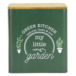 Les Tr&eacute;sors De Lily [A2258] - Boite m&eacute;tal bois 'My Little Garden' vert - 16x14x14 cm žalia