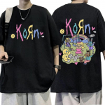 Korn Cartoon Rock Band muzikos albumo mar&scaron;kinėliai Vyri&scaron;ki vintažiniai metalo gotikos dideli mar&scaron;kinėliai Streetwear vasariniai trumpomis rankovėmis mar&scaron;kinėliai XXL