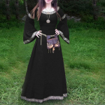 Moteri&scaron;ka viduramžių suknelė Renesanso stiliaus netaisyklingomis ilgomis rankovėmis Cosplay Maxi suknelė