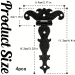 4 dalių T formos vyriai, tvirti vyriai, vintažiniai juodi dekoratyviniai vyriai tvarto durims su varžtais 4pcs juoda