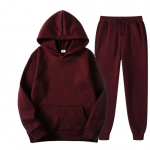 Unisex Autumn Plus Velvet Fleece Sportinis Kostiumas Paprastas Vienspalvis Storas Megztinis ir Ilgos Kelnės Dviejų dalių komplektas Vyri&scaron;kas Moteri&scaron;kas Sportinis Kostiumas XXXL vyno raudonos spalvos