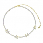 Naujas Motinos dienos ledinis blizgantis skaidrus kubinis cirkonis 3 mm teniso grandinėlė su inicialu Mama moterims žavesio vėrinys-chokeris 32 with 10cm