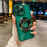 Skaidrus silikoninis magnetinis laikiklio dėklas, skirtas Samsung S25 S24 S23 S22 S21 Ultra Plus FE A16 A15 A55 A54 iPhone 16 15 14 13 12 11 Pro Max Plus XSMAX XR iPhone X/XS tamsiai žalia spalva