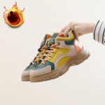 Moteri&scaron;ki žieminiai batai su sniego storu platforma, suvarstomi dirbtiniu kailiu, pamu&scaron;alu trumpi kulk&scaron;nies batai Moteri&scaron;ki neslystantys &scaron;ilti vilnos pamu&scaron;alu vaik&scaron;čiojimo sportbačiai 35 geltona