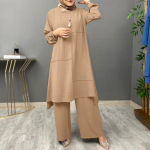 Ramadano dviejų dalių rinkiniai mar&scaron;kiniai, suknelės, kelnės, moteri&scaron;ki musulmonų rinkiniai, mar&scaron;kiniai, palaidinė, &bdquo;musulman&ldquo; ansambliai Maroko kaftano suknelė XXXL chaki