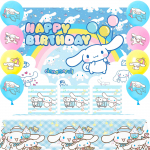 Sanrio balionų dekoravimo rinkinys gimtadienio dekoravimas gimtadienio vakarėlio foninis audinys staltiesė ir kitos dekoracijos mėlyna
