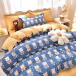 Augalinis ka&scaron;myras &scaron;lifuotas keturių dalių patalynės komplektas bendrabučiams ir namams 1.5 Bed Set (Duvet Cover 150x200cm)