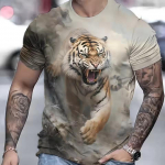 Tiger mar&scaron;kinėliai Vyri&scaron;ki 3D Animal 3D Print Vyri&scaron;ki mar&scaron;kiniai Vasariniai trumpomis rankovėmis Vyri&scaron;ki megztiniai Oversized Top Kasdieniai vyri&scaron;ki drabužiai S