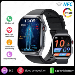 2025 Naujas AMOLED I&scaron;manusis Laikrodis ET585 Vyrams EKG Kraujo Sudėties Sveikatos Stebėjimas Bluetooth Skambutis Moterims Sporto Fitneso Apyrankė I&scaron;manusis Laikrodis Black Silicone Belt