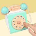 Medinis simuliacinis retro telefono žaislas Vaikams Medinis simuliacinis telefonas Žaidimų namelis Kūdikio ankstyvojo ugdymo dovanos Namų dekoravimas
