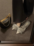 Prabangūs pliu&scaron;iniai moteri&scaron;ki &scaron;lepetės su smailia nosimi mulės batai Seksualūs vakarėlio ploni auk&scaron;takulniai Žieminiai pliu&scaron;iniai &scaron;ilti &scaron;lepetės zom&scaron;iniai bateliai su kulnu Botas Mujer 39 black