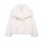 Dirbtinio kailio paltas Pliu&scaron;inis Pūkuotas Moteri&scaron;kas &scaron;varkas Moterims Ruduo Žiema Vir&scaron;utiniai drabužiai Baltas Raudonas Pilkas Juodas Vilnos mi&scaron;inių Paltai L balta