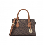 Michael Kors Mk Sheila Klasikinis Logotipas Pakabukas Užtrauktukas Rankinė Pirkinių Krep&scaron;ys Dengtas Drobės Peties Rankinė Per Petį Maža 35S3G6HS5B-BROWN Basic Set (Bag+Dust Bag)