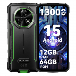 DOOGEE FIRE 5 Android 15 Atsparus i&scaron;manusis telefonas su 13000mAh baterija, 12GB+64GB/2TB i&scaron;plečiama atmintis, 6.6 HD+ 90Hz IPS, 13MP kamera, NFC, IP68/69K žalia