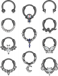 Bobisty 11 vnt. 16G nerūdijančio plieno pertvaros žiedeliai moterims, vyrams, mielas gyvatės, drugelio pertvaros žiedelis, Daith auskarai, pirsingo papuo&scaron;alai Hoop&Nose Rings & Studs&Face gray