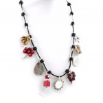 Les Tr&eacute;sors De Lily [H9870] - Collier Cr&eacute;ateur 'Dame Nature' rouge marron