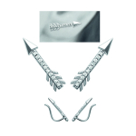 Les Tr&eacute;sors De Lily [M9924] - Boucles contours d'oreilles argent 'Fl&egrave;ches de Cupidon' blanc (rhodi&eacute;) - 18x4 mm