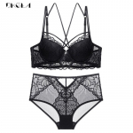 DKGEA seksualus apatinio trikotažo rinkinys, baltas, nėrinių moteri&scaron;kas liemenėlė Push Up 70A juoda