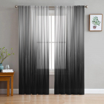 Juodai Baltos Netaisyklingos Vertikalios Juostos Tiulio Langų Dekoracija Skaidrios Užuolaidos Svetainei Miegamojo Užuolaidų Dekoravimas W135 x H274cm x2