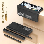 Magnetinis dvigubas vyris, odinis laikiklis, skirtas Samsung Galaxy Z Fold 5 4 3 dangtelis su plėvelės ra&scaron;iklio anga su S ra&scaron;ikliu, skirtas Z Fold5 Fold4 For Galaxy Z Fold 5 juoda