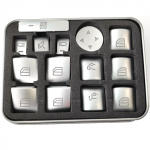 14X automobilių priedų lango jungiklio mygtukų lipdukai, skirti Mercedes Benz C180 C200 C230 C250 2008 2009 2010 2011 2012 2013 2014 2015 m. sidabras