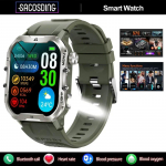 SACOSDING Smart Watch LED žibintuvėlis lauko sportui IP68 Waterpfoof SOS Bluetooth Call 1,96 colio HD didelio ekrano laikrodžio Smart 370 mAh baterija juoda