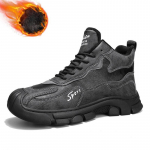 Rudeniniai ir žieminiai auk&scaron;takulniai sportbačiai vyrams, madingi, storu padu, neslystantys, odiniu pavir&scaron;iumi, laisvalaikio bėgimo bateliai, madingi lokomotyvo odiniai batai 42 juoda pilka spalva