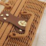 Pintas pikniko krep&scaron;ys Plastikinis rotangas Bekvapis Retro Pintas laikymo krep&scaron;ys su žiedo formos rankena skirtas Large oranžinė