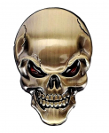 Metalinis kaukolės emblemos 3D lipdukas auksas